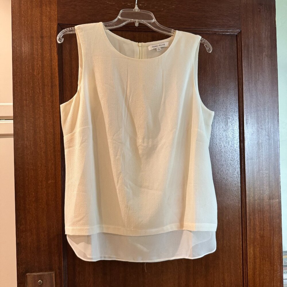 Rose + Olive cream crepe tank